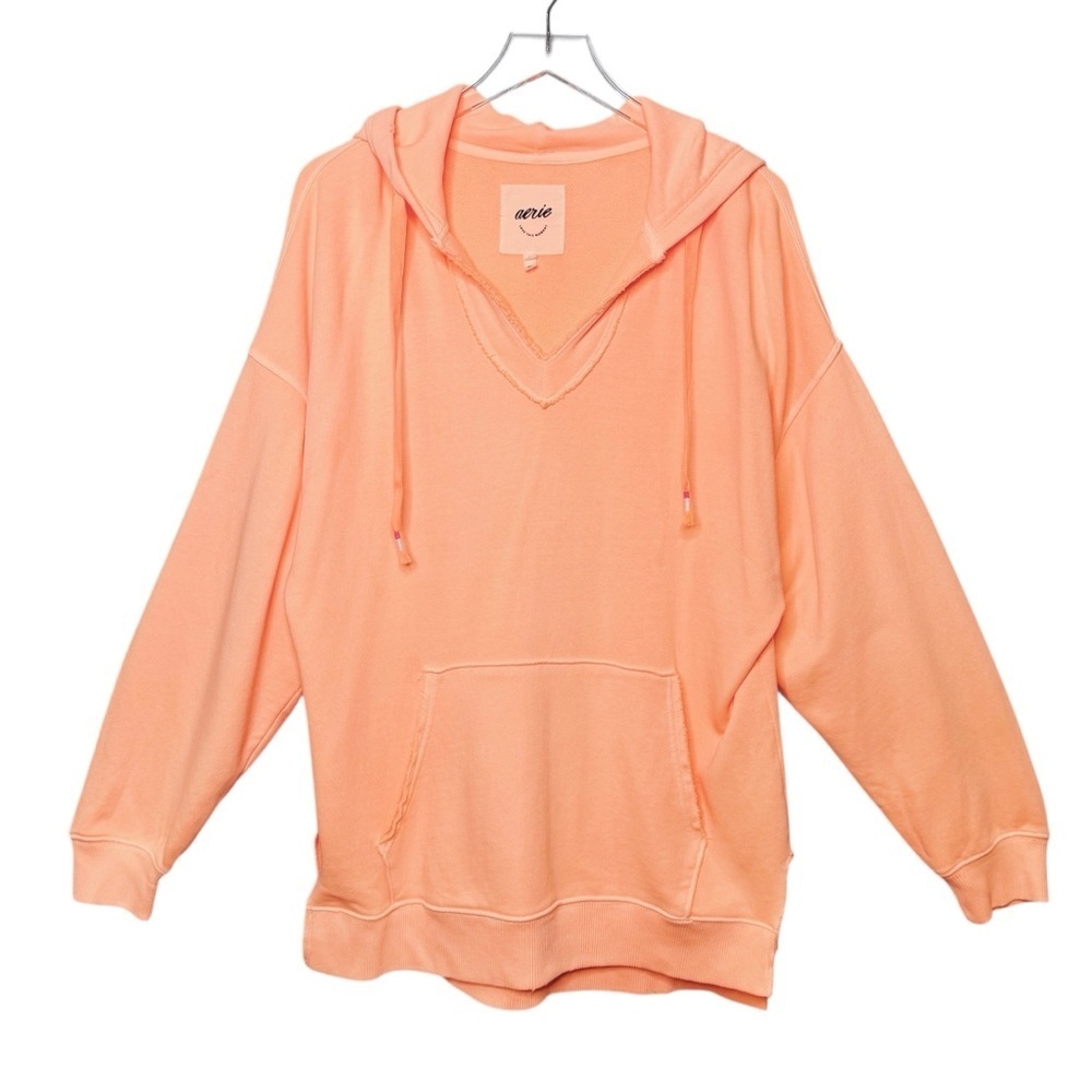 Aerie Orange Cozy Oversized Split Hem Women’s Lounge Hoodie Sweatshirt Sz S
